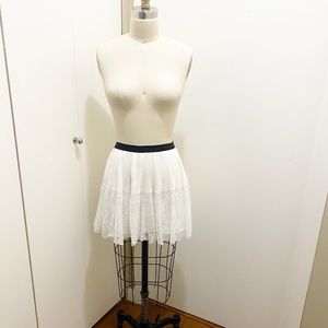 Divided Beautiful Pleated Lace Chiffon Skirt White Black 6